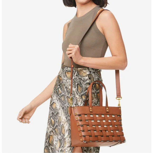 Cole Haan Brown Woven Leather Bag - STUNNING - Picture 2 of 16
